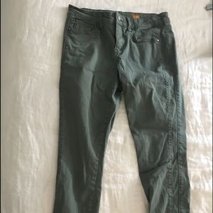 Green denim jeans, cropped, size 28